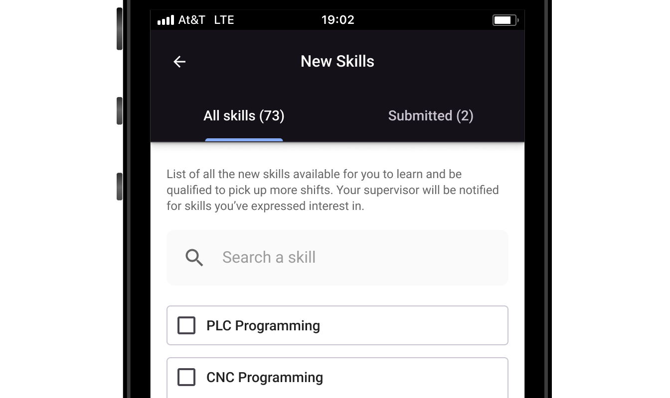 Cross-skilling app interface